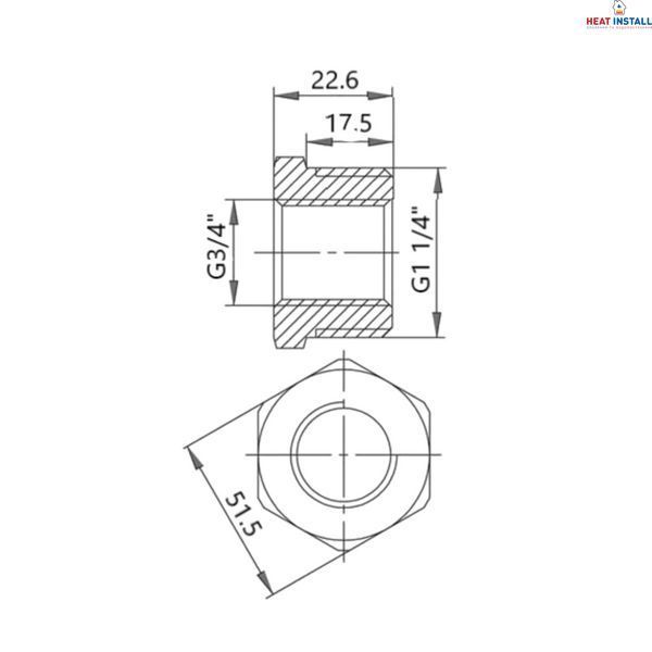 Футорка чавунна радіаторна 1" 1/4х3/4" ВЗ ліва SD00022031 фото