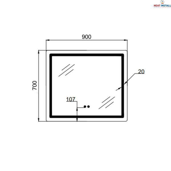 Дзеркало Qtap Mideya (MI2) 900х700 з LED-підсвічуванням Touch, з антизапотіванням, з димером, рег. яскравості QT2078NCF9070 SD00054604 фото