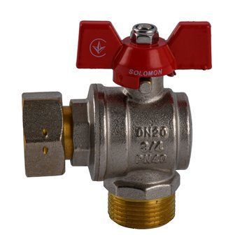 Кран кульовий кутовий з накидною гайкою SOLOMON 3/4&Prime; ЗВ PN40 (V4003-S) 000031952 фото