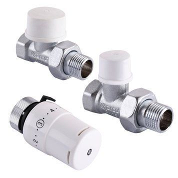 Набір Крани радіаторні прямі ARCO 1/2&Prime; подача + зворотка + термоголовка KCT02 М30 000004853 фото