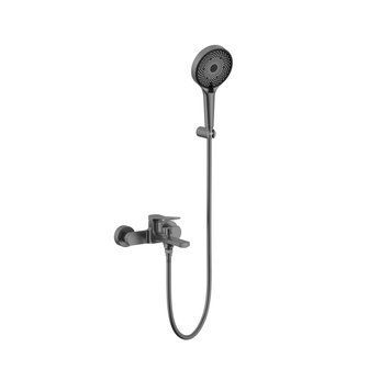 Змішувач для ванни Qtap Slavonice (з душовим гарнітуром) QTSLV259GMB48035 Gunmetal Black PVD SD00054159 фото