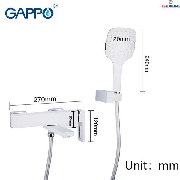 Змішувач для ванни GAPPO G3217-8, білий/хром 1033999 фото