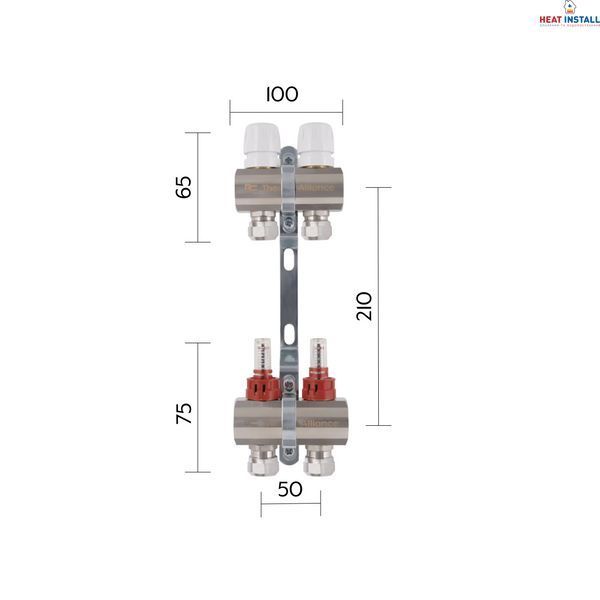 Колектор латунний з витратомірами та євроконусами Thermo Alliance Standart 1" на 2 виходи TAS235W2E SD00055263 фото