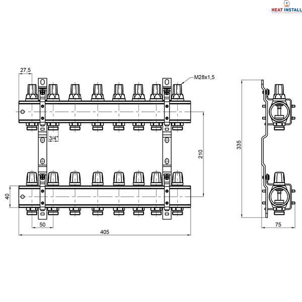 Колектор Icma 1" 8 виходів, без витратоміра №K005 SD00020443 фото