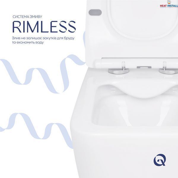 Унітаз підвісний Qtap Crow Rimless безобідковий з сідінням Soft-close QT05335170W SD00036222 фото