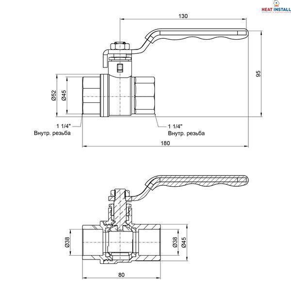 Кран кульовий Thermo Alliance Standart 1" 1/4 ВЗ для води (важіль) SD605NW32PN40 SD00021338 фото