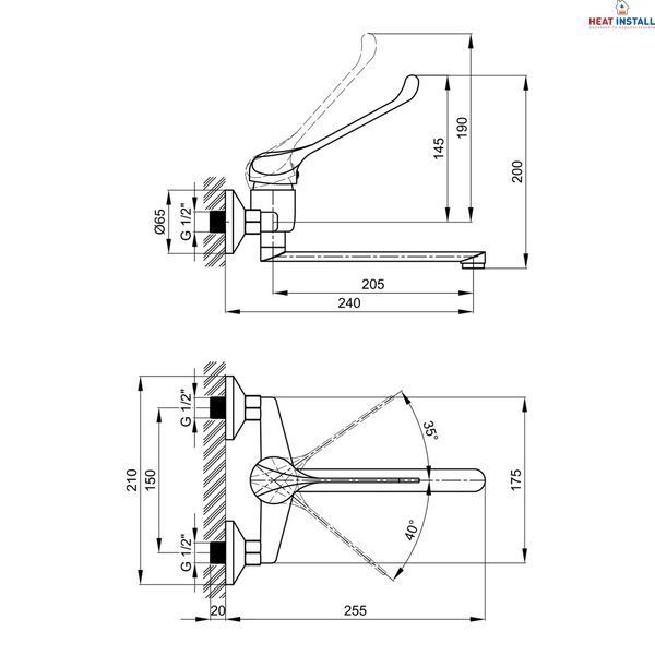 Змішувач для кухні локтьовий Lidz Watt 009 настінний (k35) LDWAT009CRM34862 Chrome SD00040966 фото