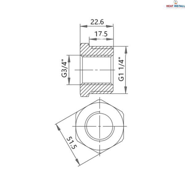Футорка чавунна радіаторна 1" 1/4х3/4" ВЗ права SD00022032 фото