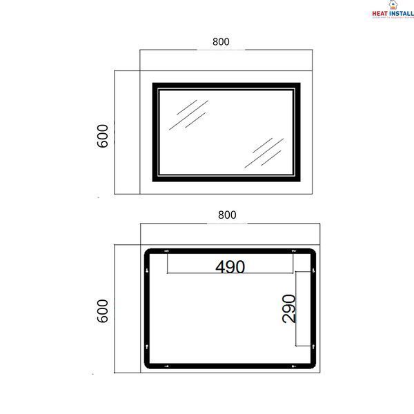 Дзеркало Qtap Cardinal (CA1) 800х600 з LED-підсвічуванням Touch, з антизапотіванням, з димером, рег. темп. кольору (3000-6500K) Reverse QT0478C8060 SD00054580 фото