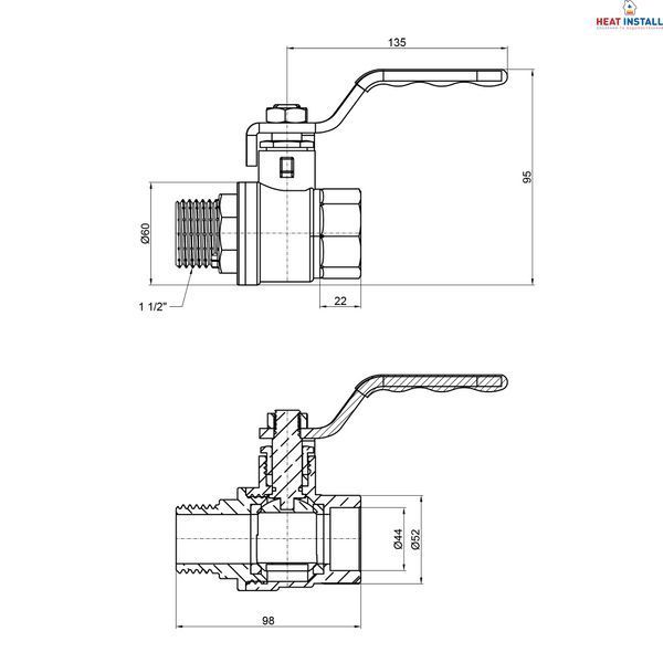 Кран кульовий Thermo Alliance Standart 1" 1/2 ВЗ для води (важіль) SD605NW40PN40 SD00021339 фото