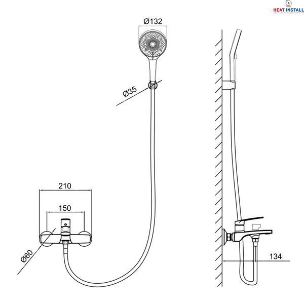 Змішувач для ванни Qtap Slavonice (з душовим гарнітуром) QTSLV259CRM48034 Chrome SD00054158 фото