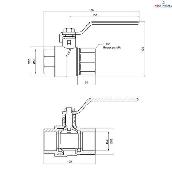 Кран кульовий Thermo Alliance Forte 1&nbsp;1/2" ВР для води (ручка) SF600W40 SD00010551 фото