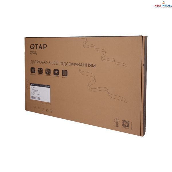 Дзеркало Qtap Scorpio (SC1) з LED-підсвічуванням Touch, з антизапотіванням, з димером, рег. темп. кольору (3000-6500K) Black QTSC600900 SD00055402 фото