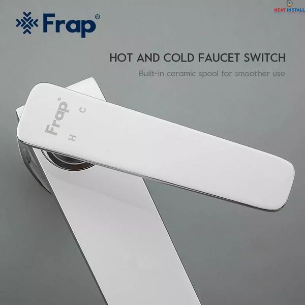 Змішувач для умивальника Frap F1058, білий/хром 1037336 фото