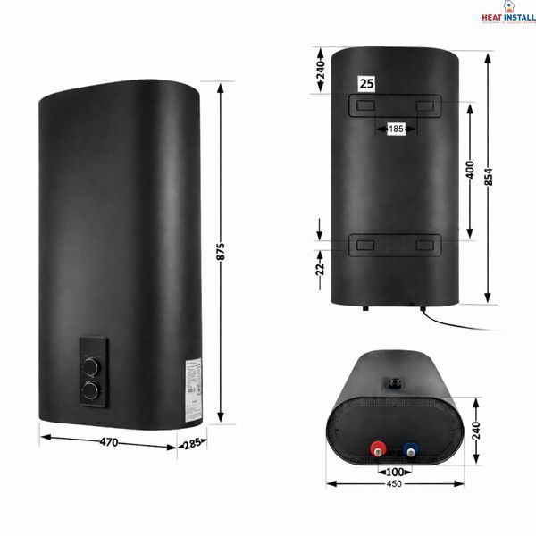 Водонагрівач електричний Thermo Alliance 50 л Black, плоский вертикальний, мокрий ТЕН 2 кВт (0,8+1,2) DT50V20G(PD)/2В SD00054752 фото
