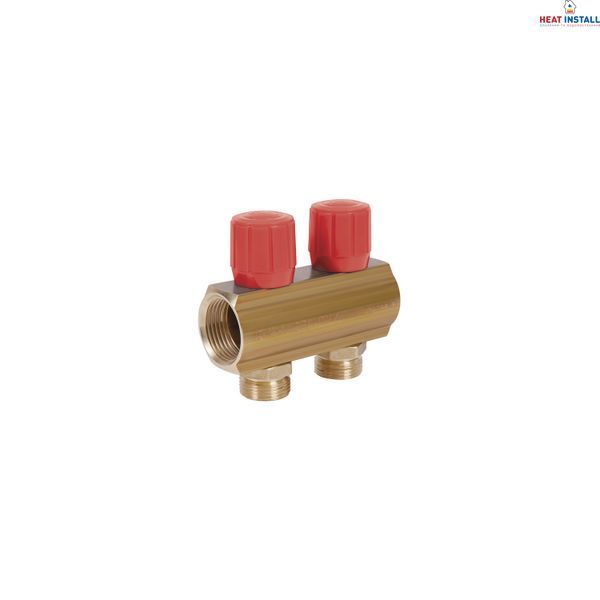 Колектор&nbsp;Icma&nbsp;з&nbsp;регулювальними&nbsp;вентилями&nbsp;1" 2 виходи №1105 (Red) SD00049594 фото
