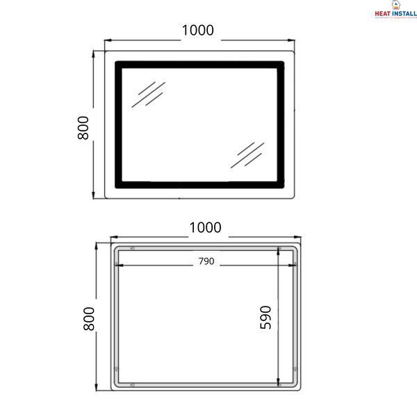 Дзеркало Qtap Cardinal (CA2) 1000х800 з LED-підсвічуванням Touch, з антизапотіванням, з димером, рег. темп. кольору (3000-6500K) QT0478C1008048455 SD00054579 фото