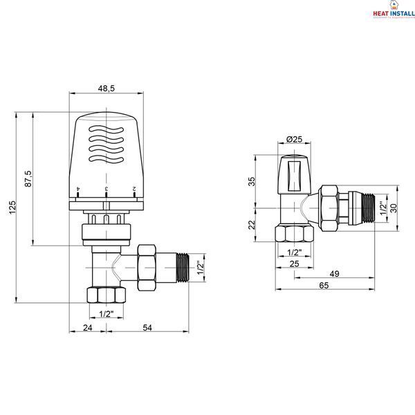 Термокомплект Icma 1/2" з антипротіканням кутовий №KIT_1100+774-940+805-940 SD00023648 фото