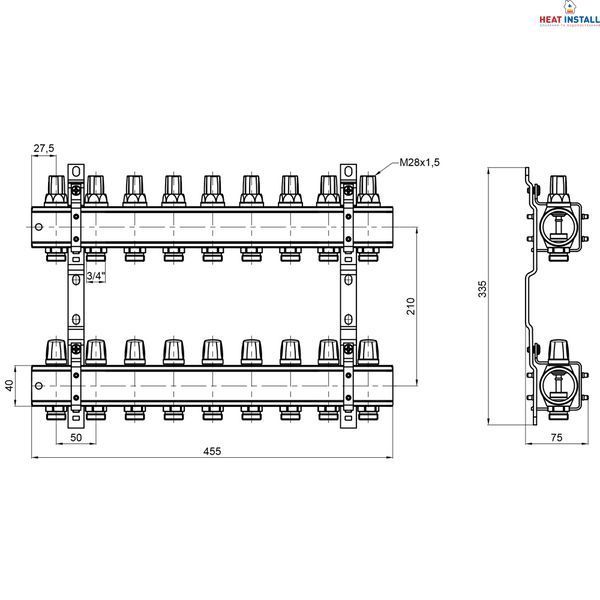 Колектор Icma 1" 9 виходів, без витратоміра №K005 SD00020444 фото