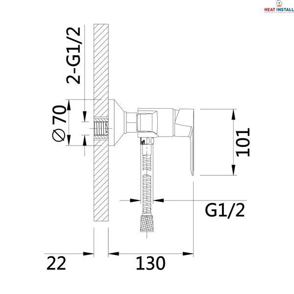 Змішувач для душу Lidz Latwa 010 (з душовим гарнітуром) (k40) LDLAT010BLA45421 Black SD00051545 фото