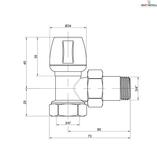 Кран радіаторний Icma 3/4" кутовий №803 SD00005610 фото