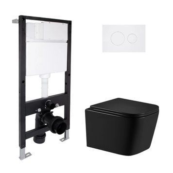 Готове рішення Qtap для ванної кімнати: підвісний унітаз Crow Ultra Quiet 485x340x290 + комплект інсталяції Standard (кругла клавіша White) SD00057842 фото