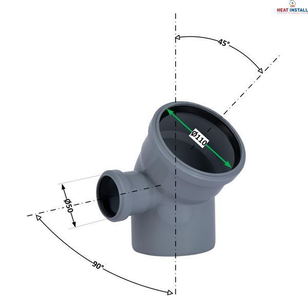 Відвід (коліно) 2P (R) 110/110/45+50/90 ліве TA Sewage SD00053219 фото