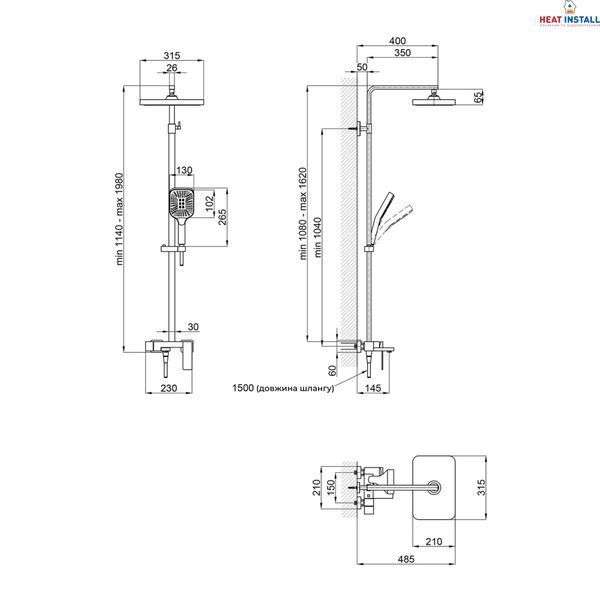 Душова система Qtap Gemini 51103KNC SD00049591 фото