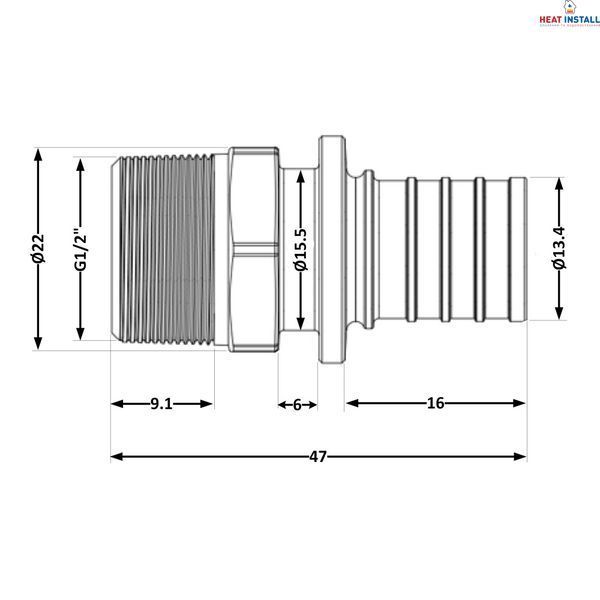 Перехідник під натяжну гільзу Icma №1034 d16х2,2-1/2"З 851034ADBO05 SD00053871 фото