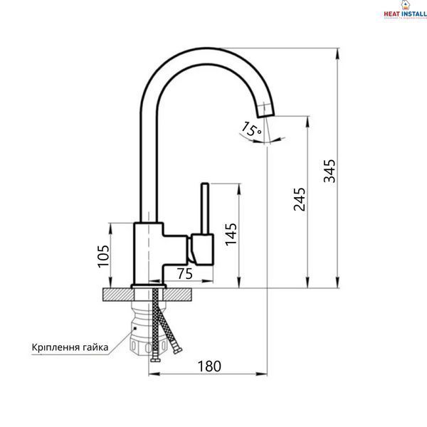 Змішувач для кухні Lidz Aria 015F (k35) LDARI015FNKS21689 Nickel SD00027786 фото