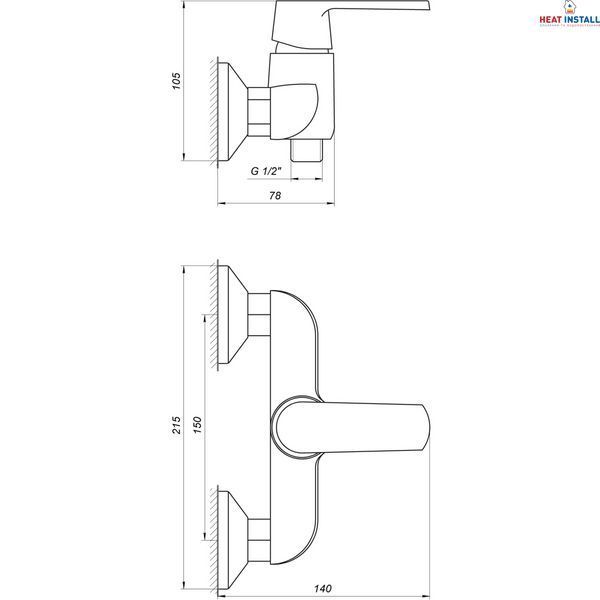 Змішувач для душу Globus Lux Laguna GLA-0105-10-BB 000022557 фото