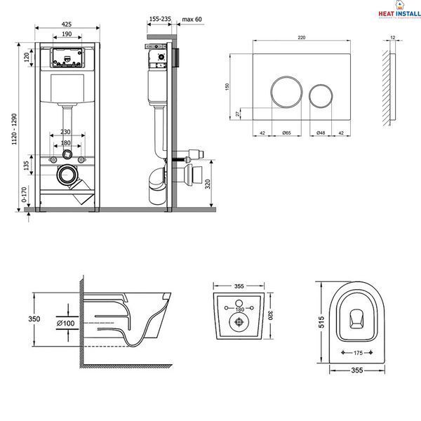 Готове рішення Qtap для ванної кімнати: підвісний унітаз Swan Rimless 520х360х320 + комплект інсталяції Nest 4 в 1 (кругла клавіша Chrome) SD00042996 фото