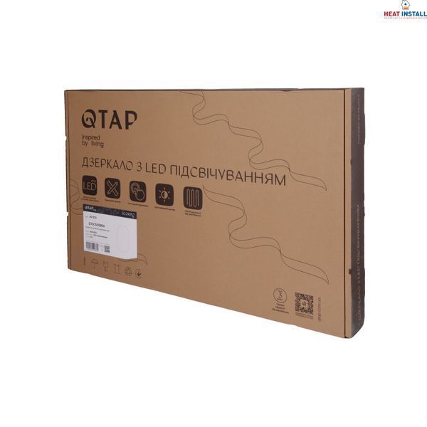 Дзеркало Qtap Scorpio (SC1) з LED-підсвічуванням Touch, з антизапотіванням, з димером, рег. темп. кольору (3000-6500K) Black QTSC500800 SD00055400 фото