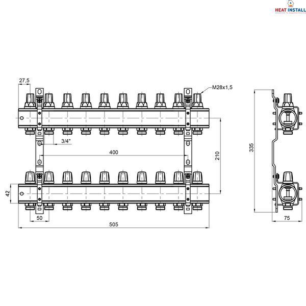 Колектор Icma 1" 10 виходів, без витратоміра №K005 SD00020445 фото