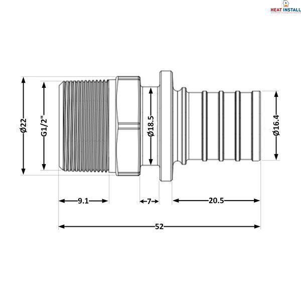 Перехідник під натяжну гільзу Icma №1034 d20х2,8-1/2"З 851034ADGW05 SD00053872 фото