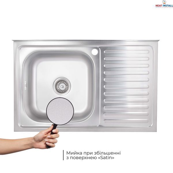 Кухонна мийка Brinex 5080-L 0,6 мм Satin (BRIN5080LSAT06) SD00054101 фото
