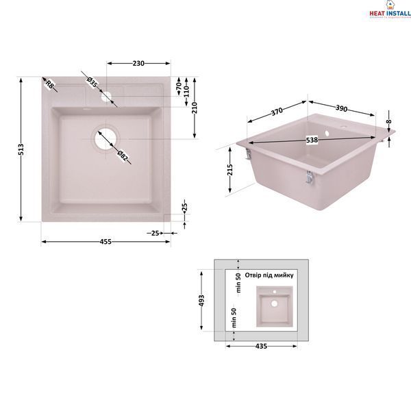 Кухонна мийка Lidz 460х515/200 COL-06 (LIDZCOL06460515200) SD00042418 фото