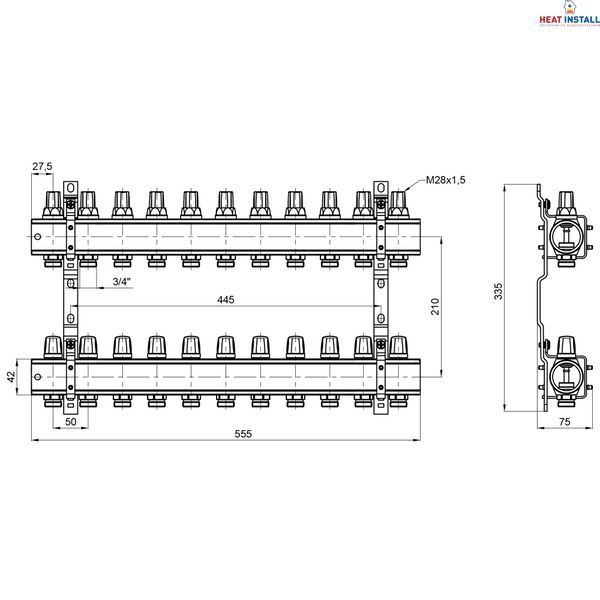 Колектор Icma 1" 11 виходів, без витратоміра №K005 SD00020446 фото