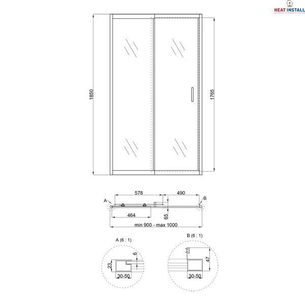 Душові двері в нішу Qtap Taurus CRM209-1.C6 90-100x200 см, скло Clear 6 мм, покриття CalcLess SD00045295 фото