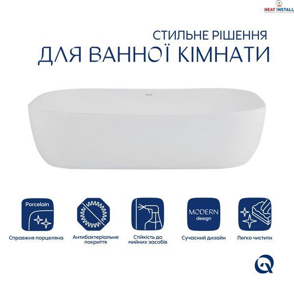 Комплект Qtap Robin: Раковина накладна прамокутна 600x390x150 мм White + Донний клапан PU02 SD00053421 фото