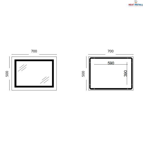 Дзеркало Lidz Kubis (KU1) 700х500 з LED-підсвічуванням Touch, з антизапотіванням, з димером, рег. яскравості LD78LF90448485 SD00054609 фото