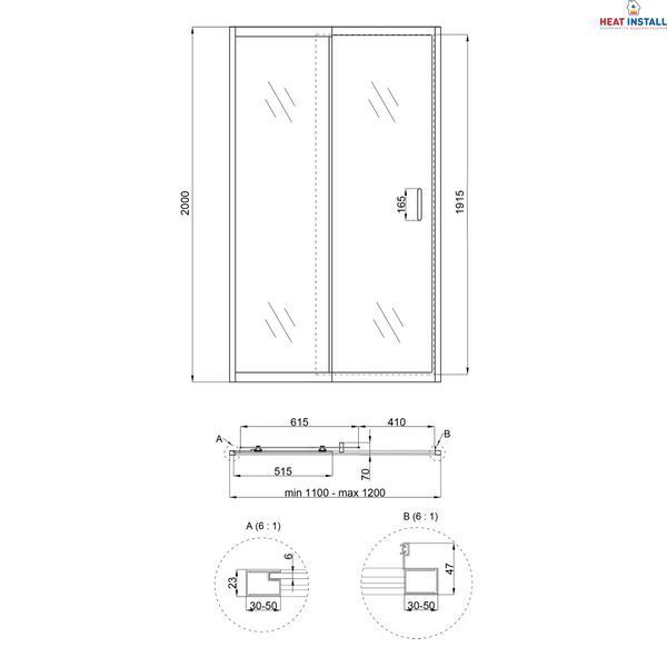 Душові двері в нішу Qtap Taurus CRM201-11.C6 110-120x200 см, скло Clear 6 мм, покриття CalcLess SD00045296 фото