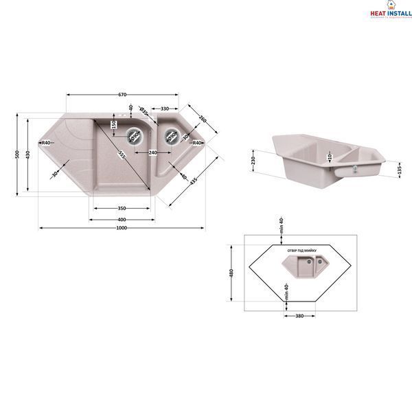 Кухонна мийка Lidz з додатковою чашею 1000x500/225 MAR-07 (LIDZMAR071000500225) SD00043090 фото