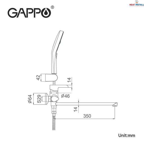 Змішувач для ванни GAPPO G2203-6, чорний/хром 1044882 фото