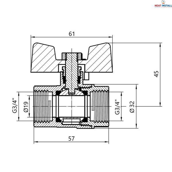 Кран кульовий SD Plus 3/4" ВР для газу (метелик) SD602NG20PN40 SD00021342 фото
