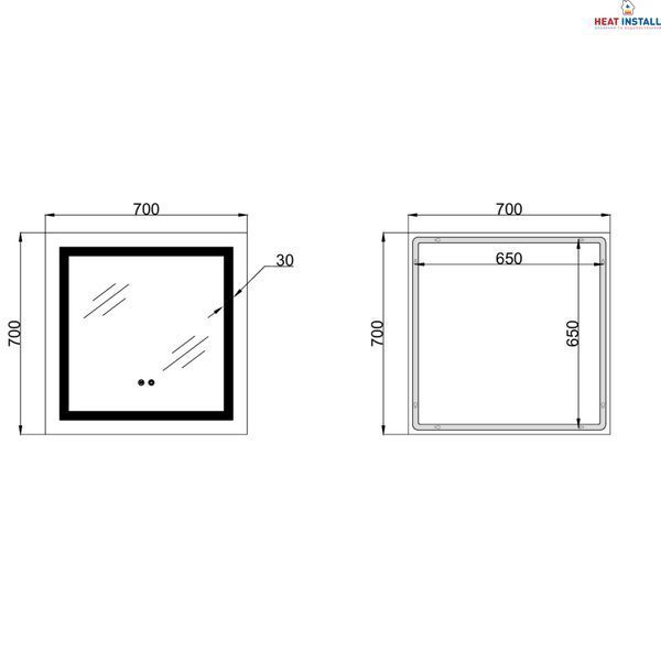 Дзеркало Lidz Kubis (KU1) 700х700 з LED-підсвічуванням Touch, з антизапотіванням, з димером, рег. яскравості LDKU70070049287 SD00055411 фото