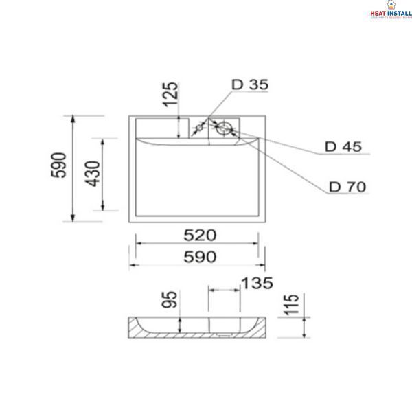Раковина на пральну машину Qtap Arvin 595x595x115 мм, White QTARV2365WHI48575 SD00054699 фото