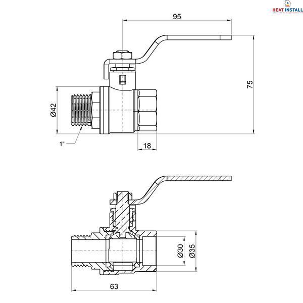 Кран кульовий Thermo Alliance Base 1" ВЗ для води (важіль) SD605W25 SD00002810 фото