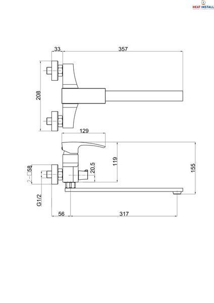 Змішувач для ванни GAPPO G2207, хром 1033980 фото