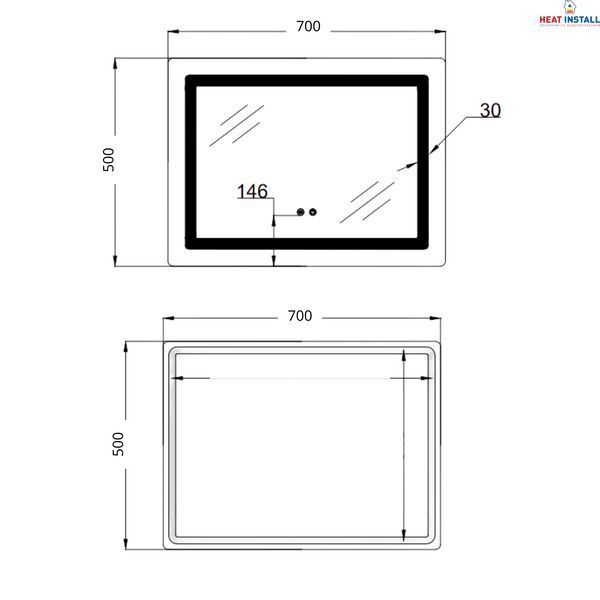 Дзеркало Lidz Kubis (KU2) 700х500 з LED-підсвічуванням Touch, з антизапотіванням, з димером, рег. яскравості LD78LF90448486 SD00054610 фото